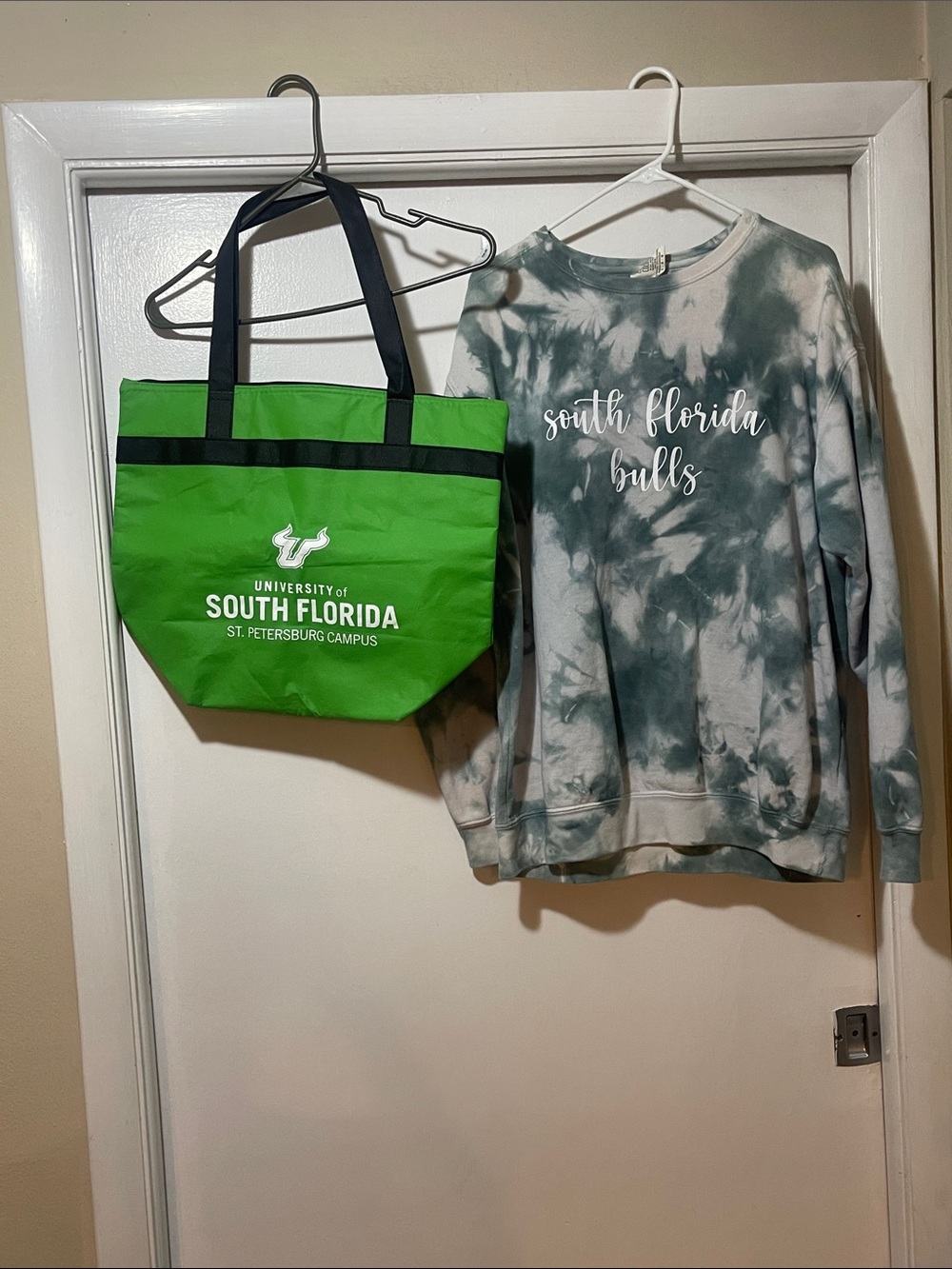University of South Florida hoodie and Green insulated Tote Bag bundle